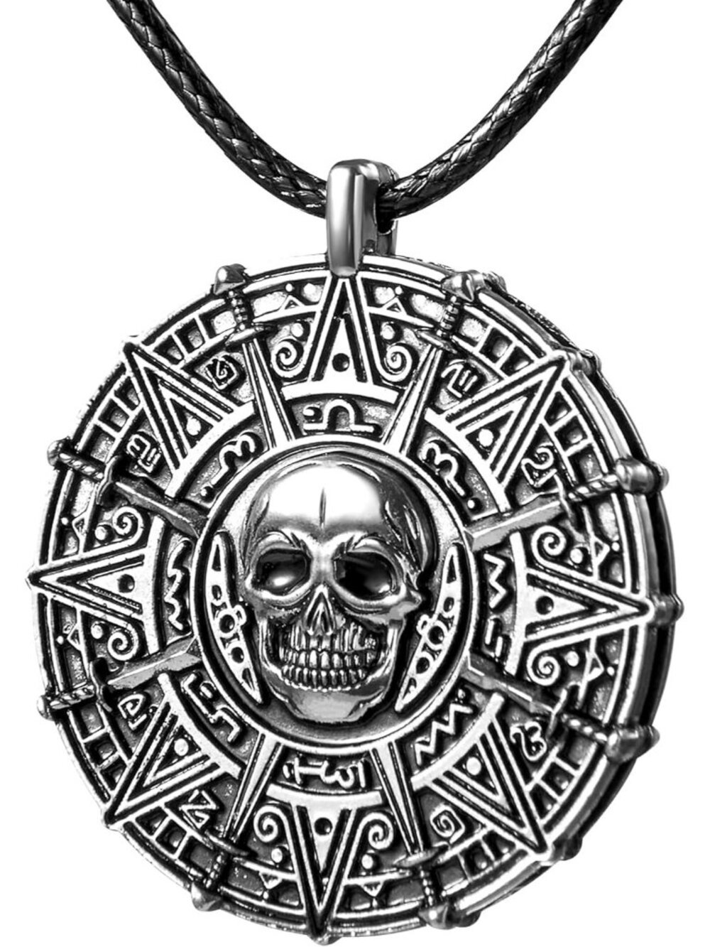 Men's Silver Pirate Coin Necklace Pirate Skull Costume Accessories Necklace